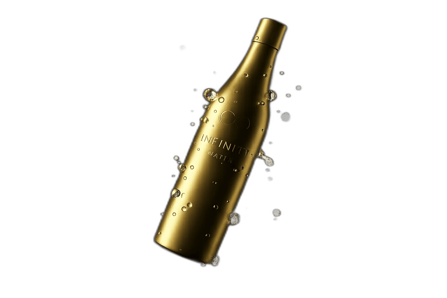 Gold bottle floating