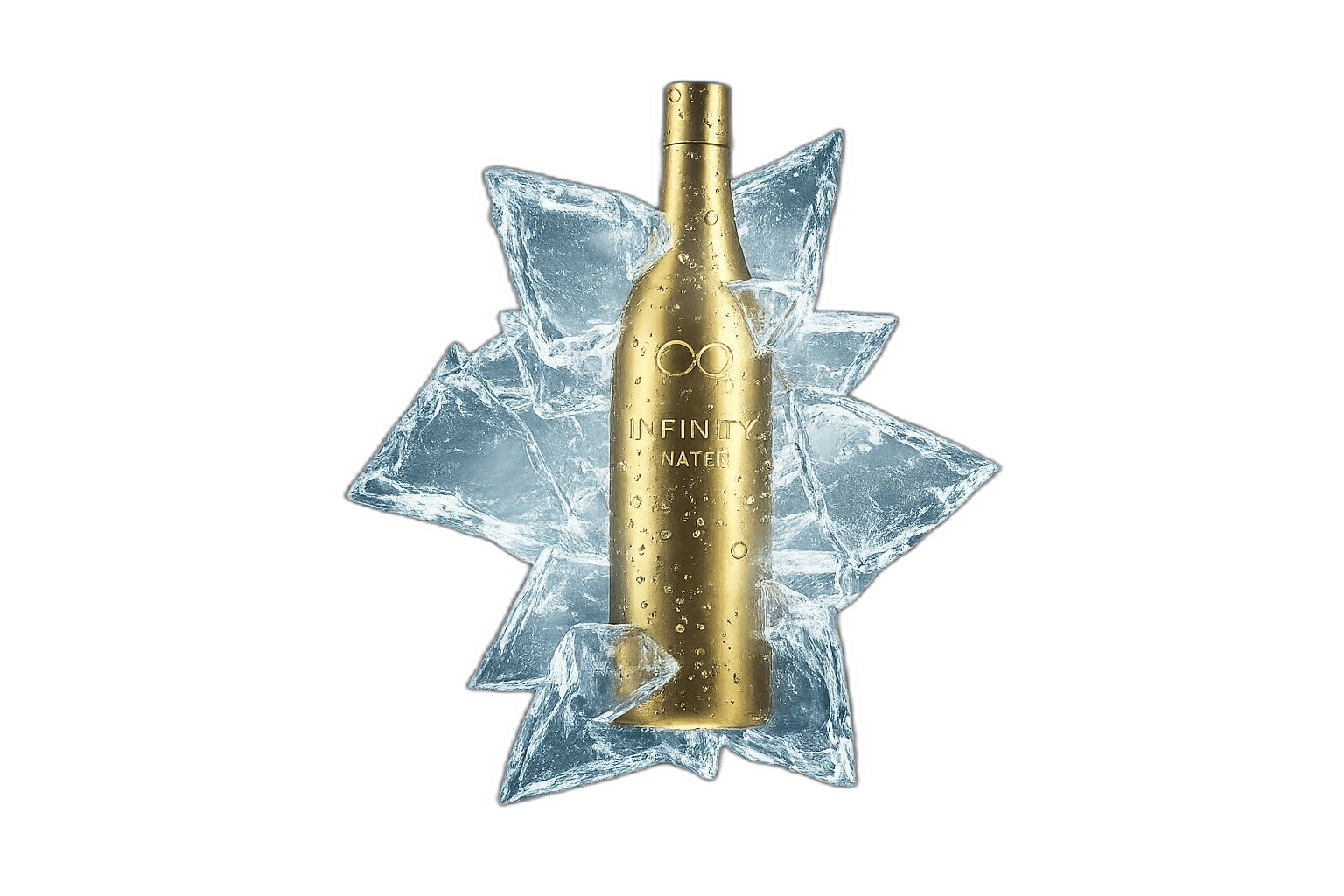 Gold bottle in ice